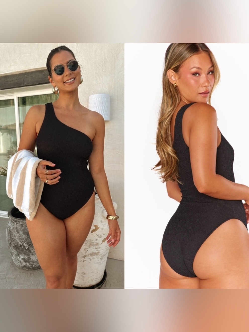 Show Me Your MuMu Anchor Black One-Shoulder Scrunch One-Piece Swimsuit